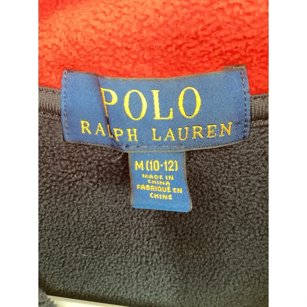 Boys Polo Ralph Lauren U.S.A.‎ Flag Large Print 1/4 Zip Pullover Medium (10-12)
